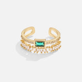 Sabine – Gold-plated ring with emerald green accents
