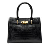 Leonie | Black Croc-Effect Handbag