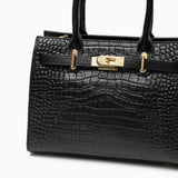 Leonie | Black Croc-Effect Handbag
