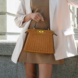 Lou | Tan Basket-Weave Handbag