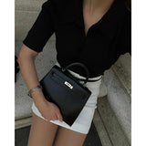 Maia | Black Structured Top-Handle Bag