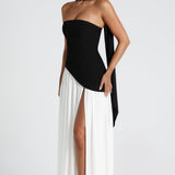 Leonora | Pale Yellow Strapless Split Dress