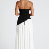 Leonora | Pale Yellow Strapless Split Dress