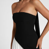 Leonora | Pale Yellow Strapless Split Dress