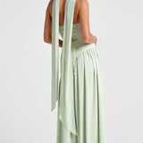Leonora | Pale Yellow Strapless Split Dress