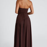 Leonora | Pale Yellow Strapless Split Dress