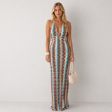 Chloe | Multicolour Geometric Halter Dress