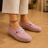 Orthelia | Grey Stitched Moccasins