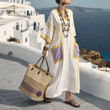 Mary | White Striped Kaftan Dress