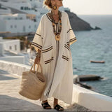 Mary | White Striped Kaftan Dress