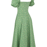 Aviana | Sage Puff-Sleeve Midi Dress