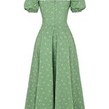 Aviana | Sage Puff-Sleeve Midi Dress