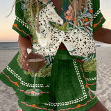 Cielo | Green Paisley Shirt & Shorts Set