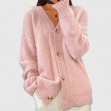 Chloe | Beige Ribbed High-Neck Cardigan