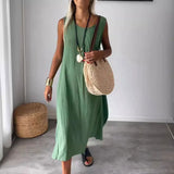 Amaris | Brown Sleeveless Midi Dress