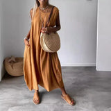 Amaris | Brown Sleeveless Midi Dress
