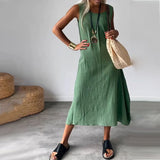 Amaris | Brown Sleeveless Midi Dress