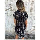 Mica | Black White-Print Tunic Dress