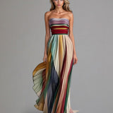 Talma | Multicolour Striped Strapless Dress