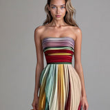 Talma | Multicolour Striped Strapless Dress