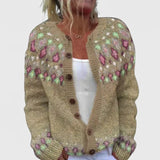 Alana | Pink Floral-Yoke Cardigan