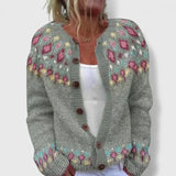 Alana | Pink Floral-Yoke Cardigan
