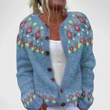 Alana | Pink Floral-Yoke Cardigan