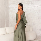 Nadine | Cobalt One-Shoulder Split Dress