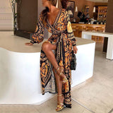 Faye | Brown Paisley Wrap Maxi Dress