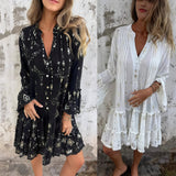 Gayle | Black Geometric Bell-Sleeve Dress