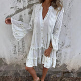Gayle | Black Geometric Bell-Sleeve Dress
