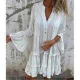 Gayle | Black Geometric Bell-Sleeve Dress