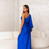 Eleanor | Teal One-Shoulder Draped Dress