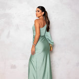 Eleanor | Teal One-Shoulder Draped Dress