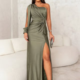 Eleanor | Teal One-Shoulder Draped Dress