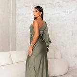 Eleanor | Teal One-Shoulder Draped Dress