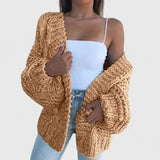 Evie | Camel Chunky Open Cardigan