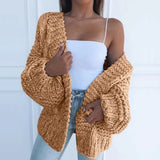 Evie | Camel Chunky Open Cardigan
